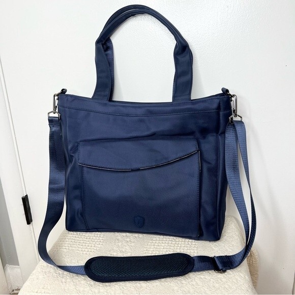 Heys HiLite Laptop Tablet Tote Bag Blue Nylon Travel Crossbody Carry On RFID - Picture 2 of 15